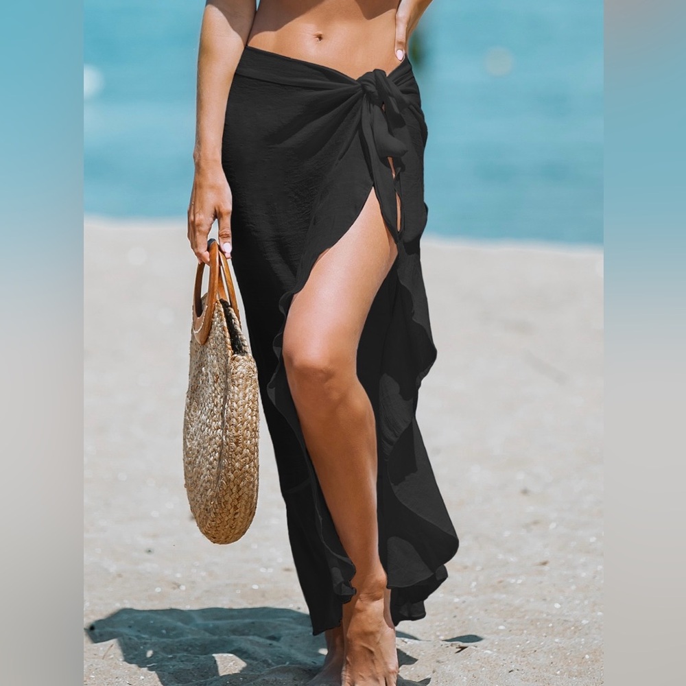 NWT Cupshe Black Side Tie Beach Sarong - Picture 2 of 3